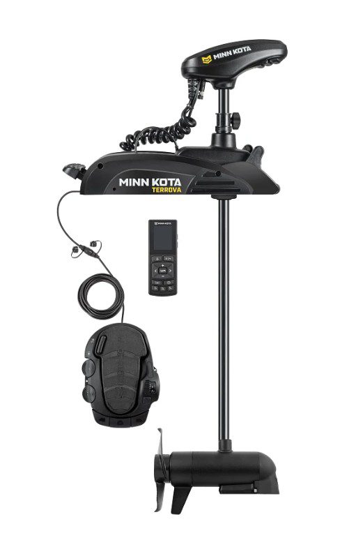 Minn Kota electric trolling motor with remote and foot pedal.