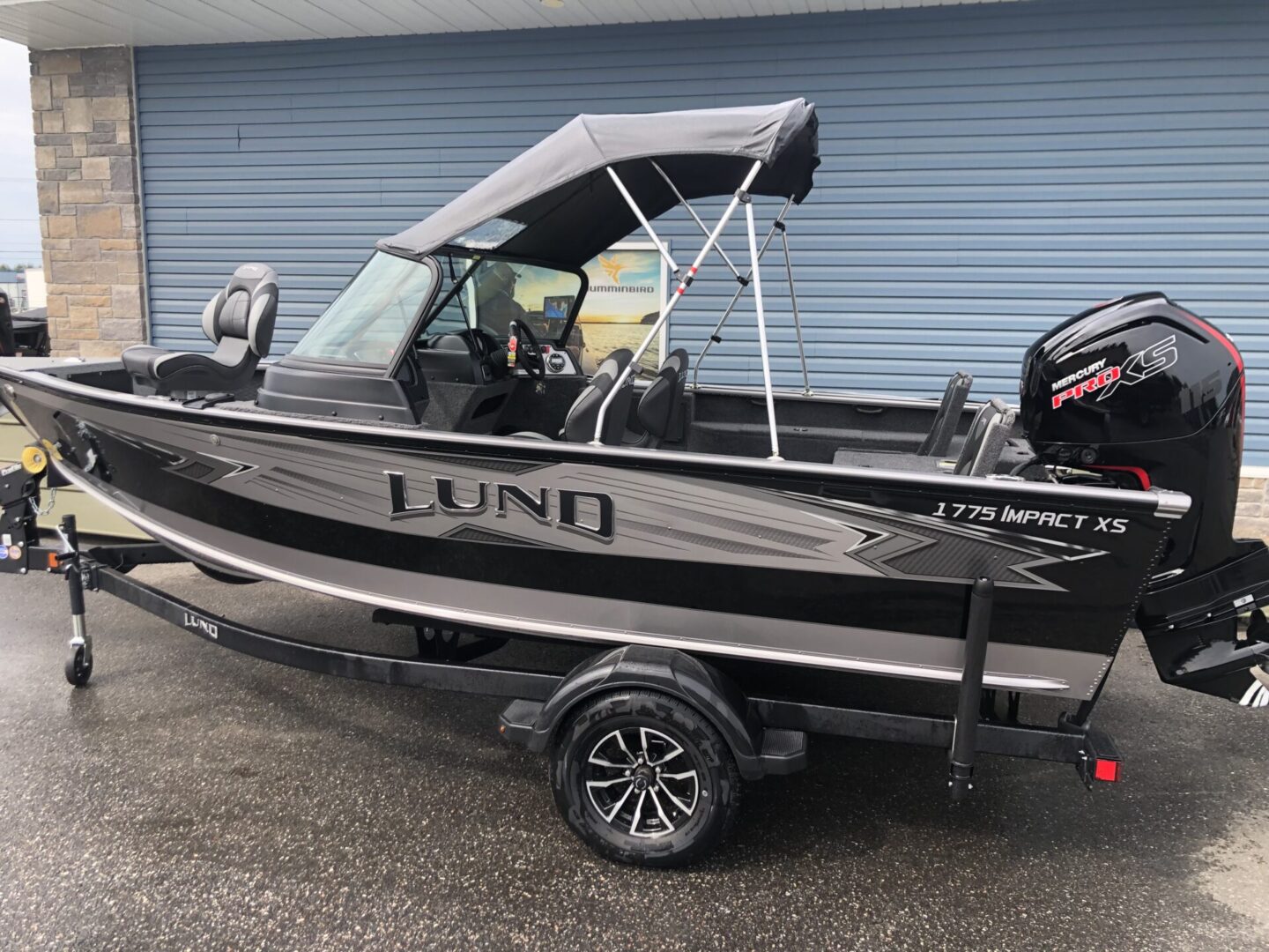 Lund gray and black boat with cover 2