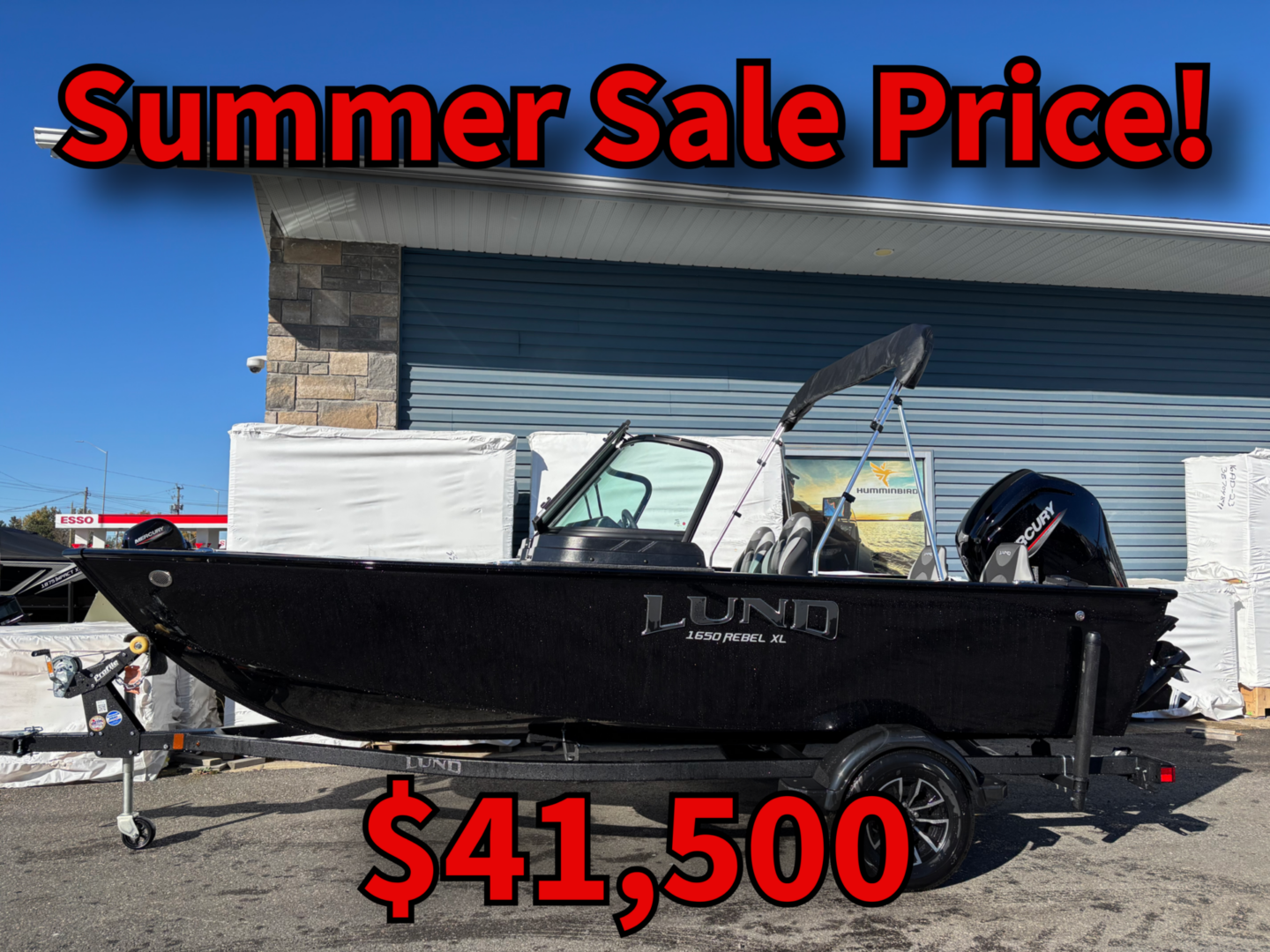 Black Lund 1650 Rebel with bimini top $41,500