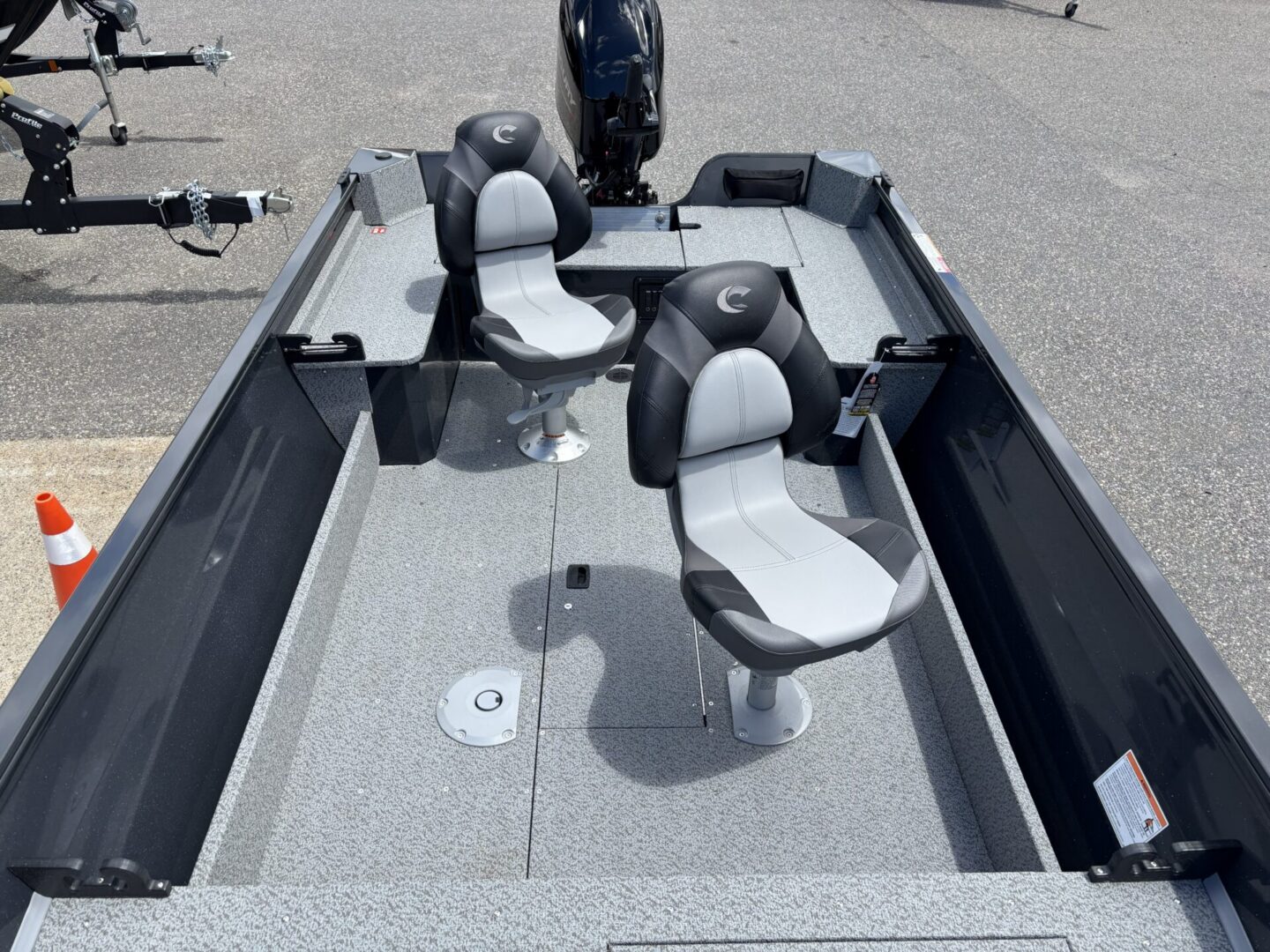 Overhead view of dual swivel boat seats
