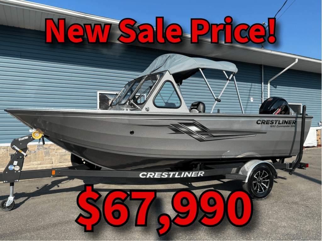 Gray Crestliner 1850 with bimini top, $67,990