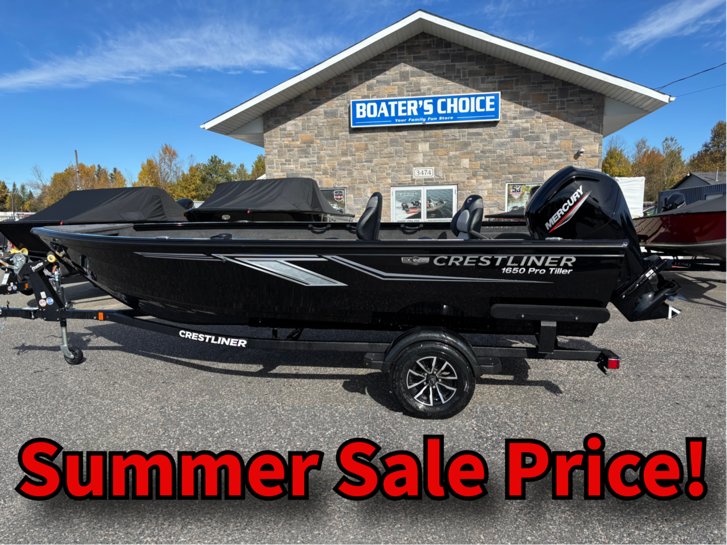 Crestliner 1650 Pro Tiller on trailer